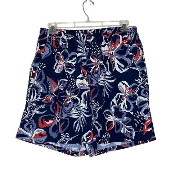 Columbia Large Swim Trunks Red White Blue Floral 8" Board Shorts Tropical Men's - Picture 1 of 6
